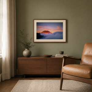 The Dawn Unfolds displayed in a contemporary living room — illustrative mockup