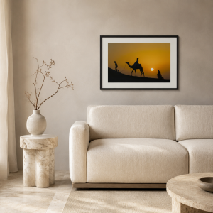 Caravan of the Last Light displayed in a contemporary living room — illustrative mockup