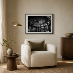 Orbit of Silence displayed in a contemporary living room — illustrative mockup