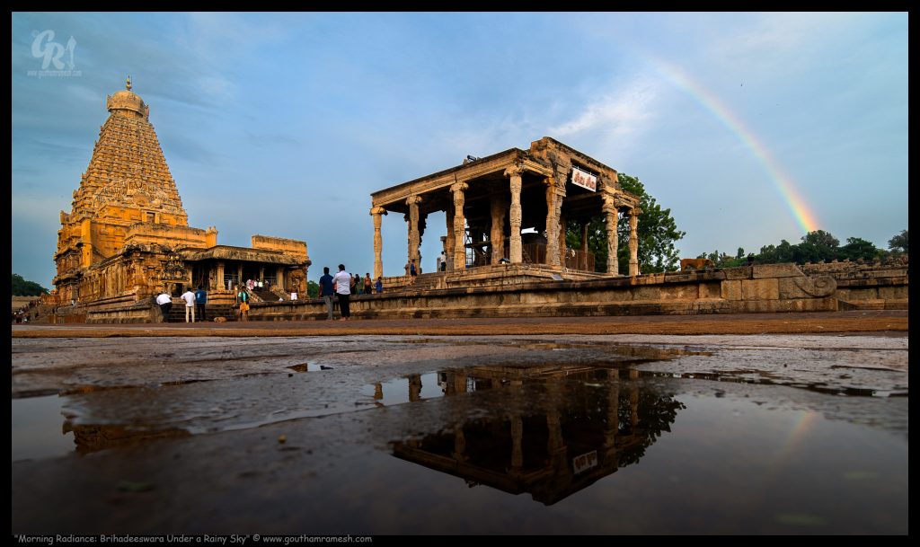 Morning Radiance: Brihadeeswara Under a Rainy Sky