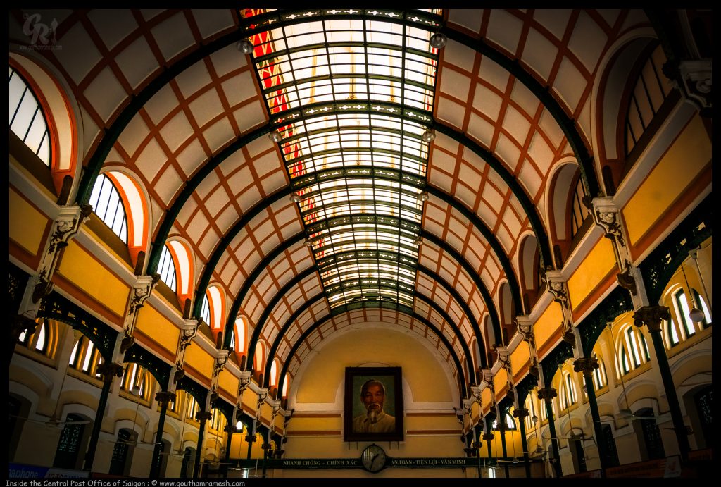 Inside the Central Post Office of Saigon