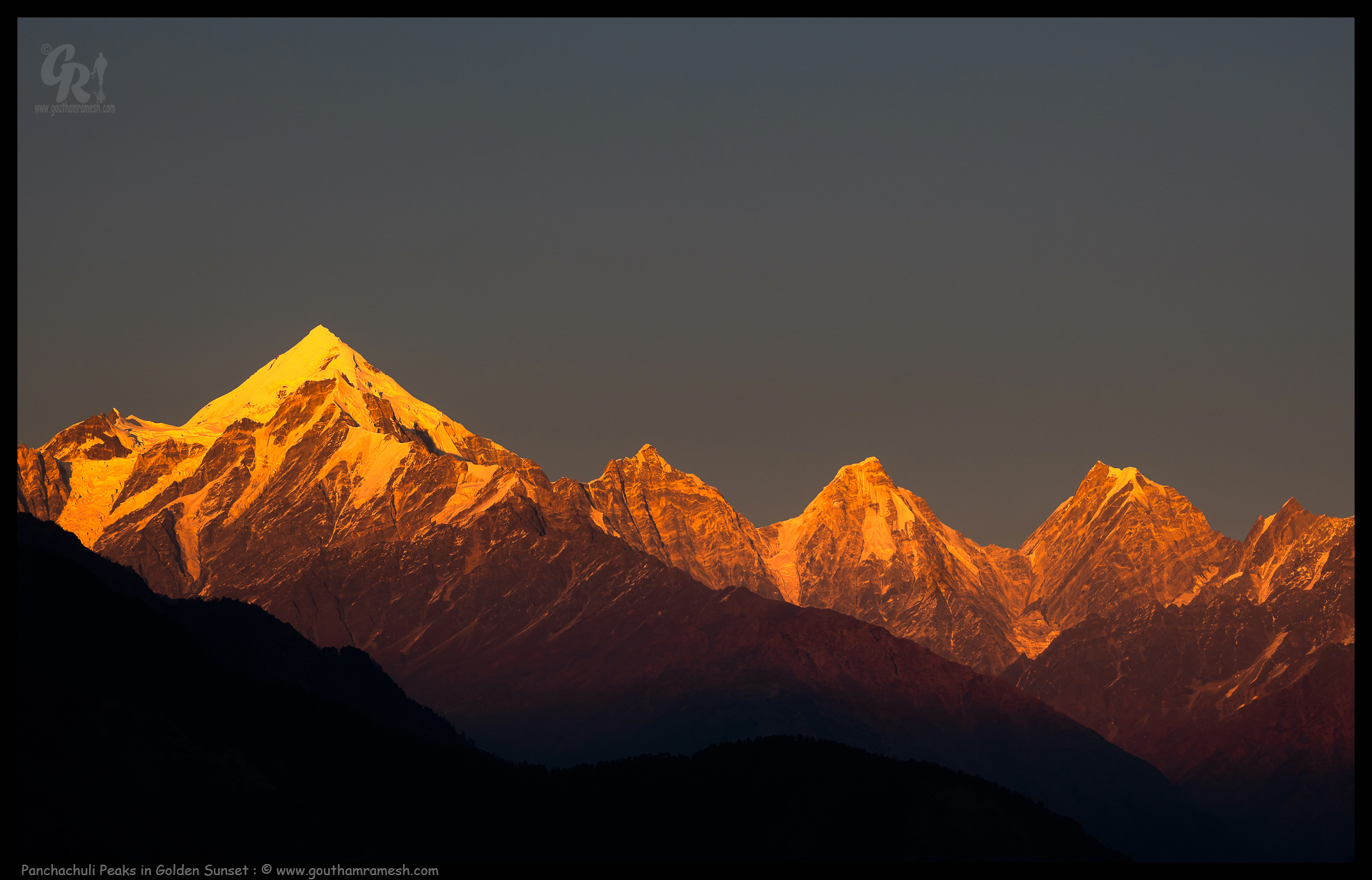 Panchachuli Peaks in Golden Sunset